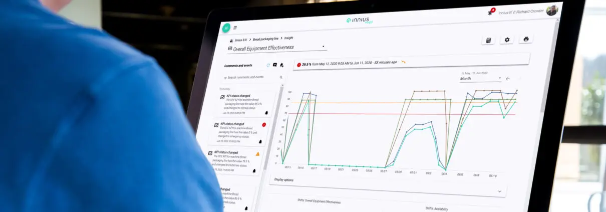Overshoulder view of the innius Insight app release 3.0