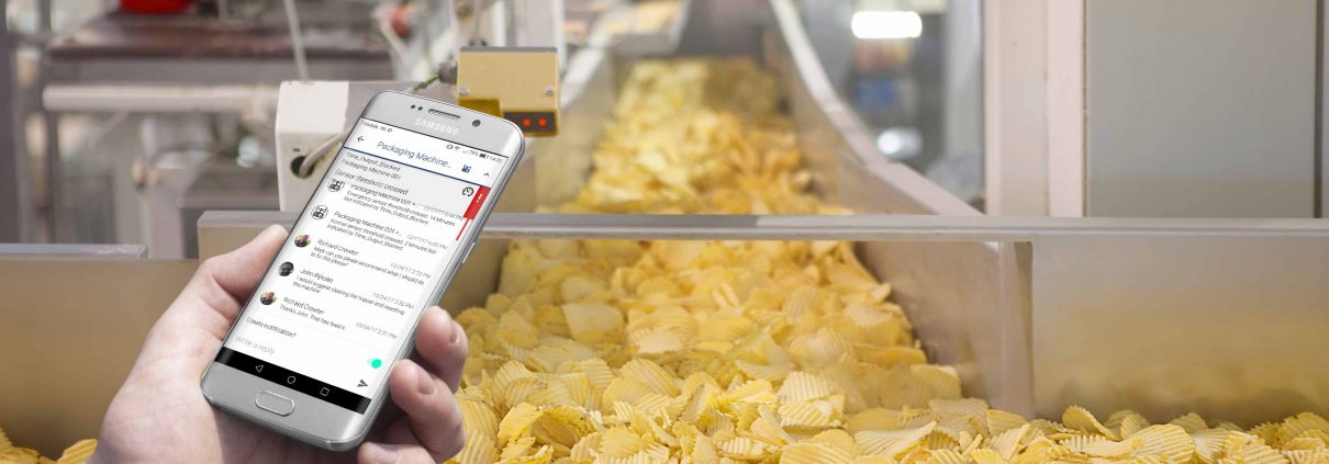 innius used on Android device to communicate with colleagues at a crisp packaging factory