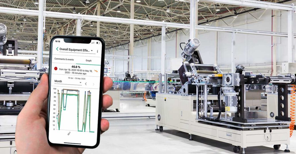 OEE graph on innius mobile app in a factory